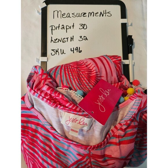 NWT Jess Lea Vacay Mode Pom Po Swimsuit Coverup Dress One Size Fits 0-10 Palm - Picture 8 of 8